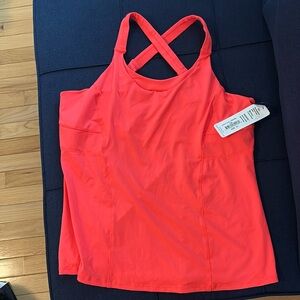 Lucky in Love Cross Back Workout Top with shelf bra NEW WITH TAGS XL